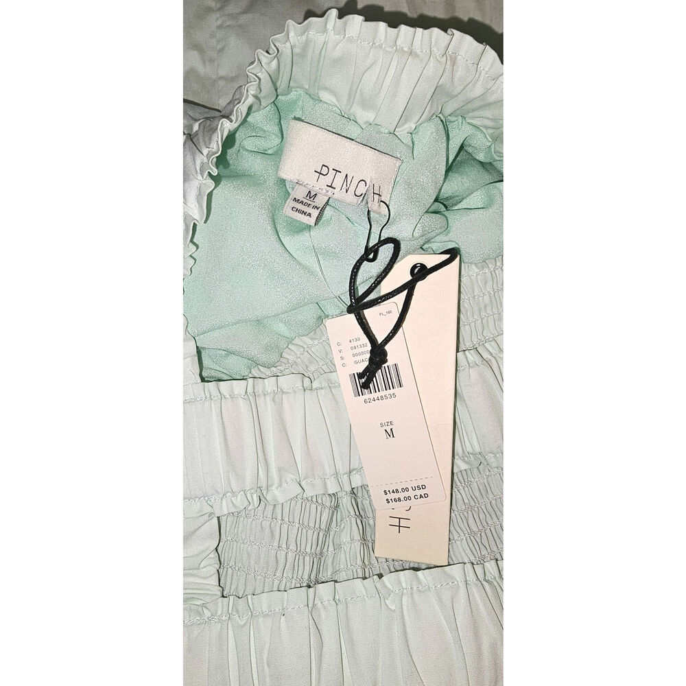 New Anthropologie Smocked Mini Dress by PINCH $148 MEDIUM Guac - Mint Green - Picture 7 of 7